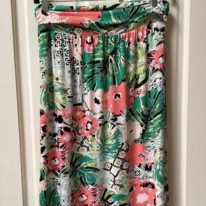 New Directions green, coral, white floral maxi skirt, size large